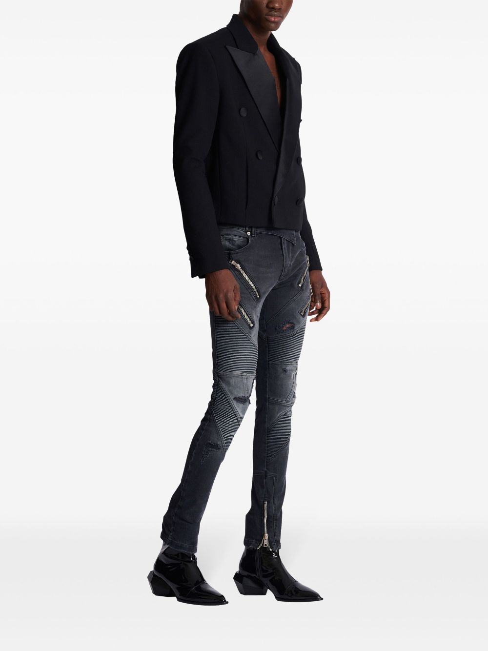 Balmain satin-lapel crepe blazer Men