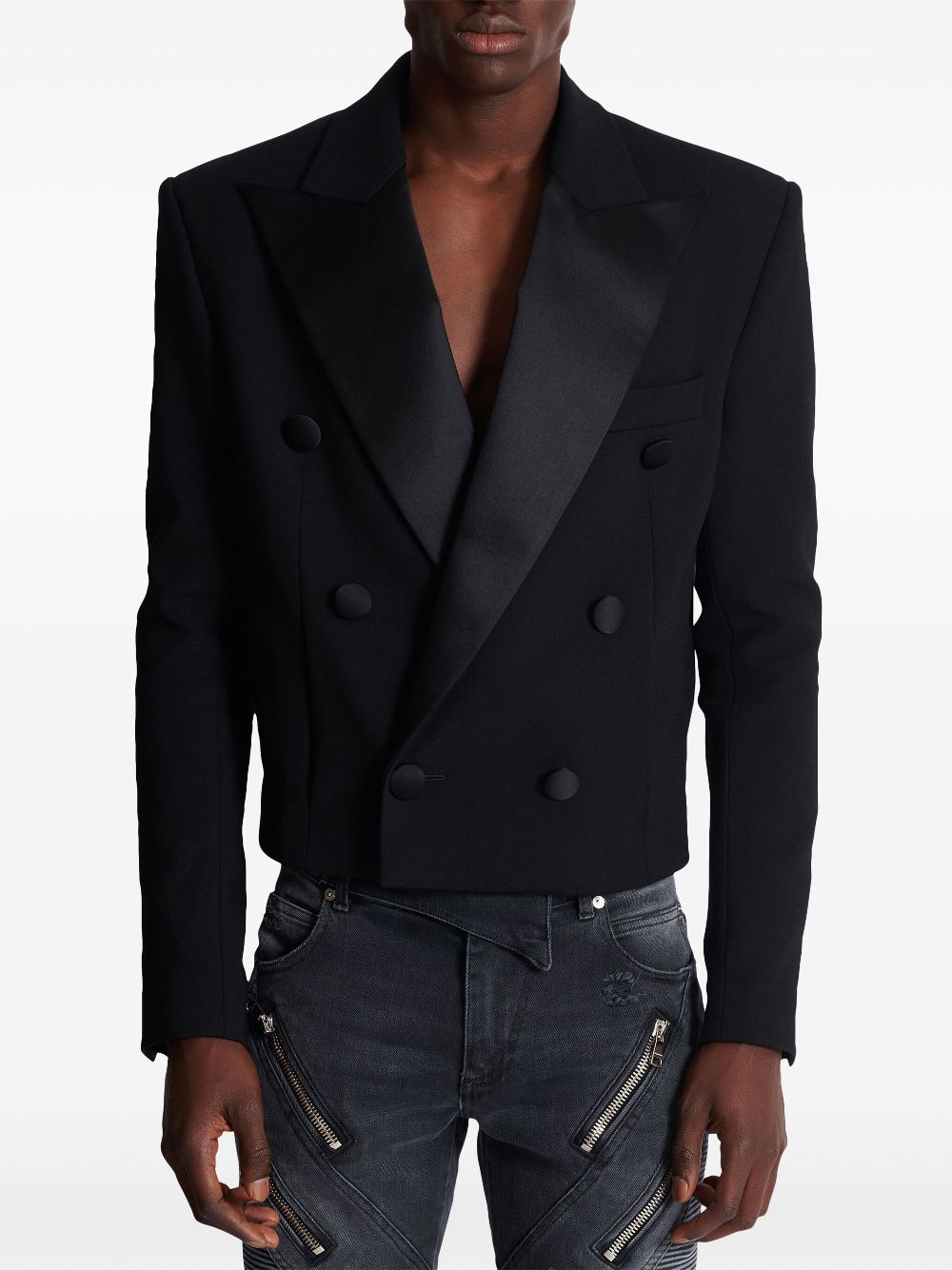 Balmain satin-lapel crepe blazer Men