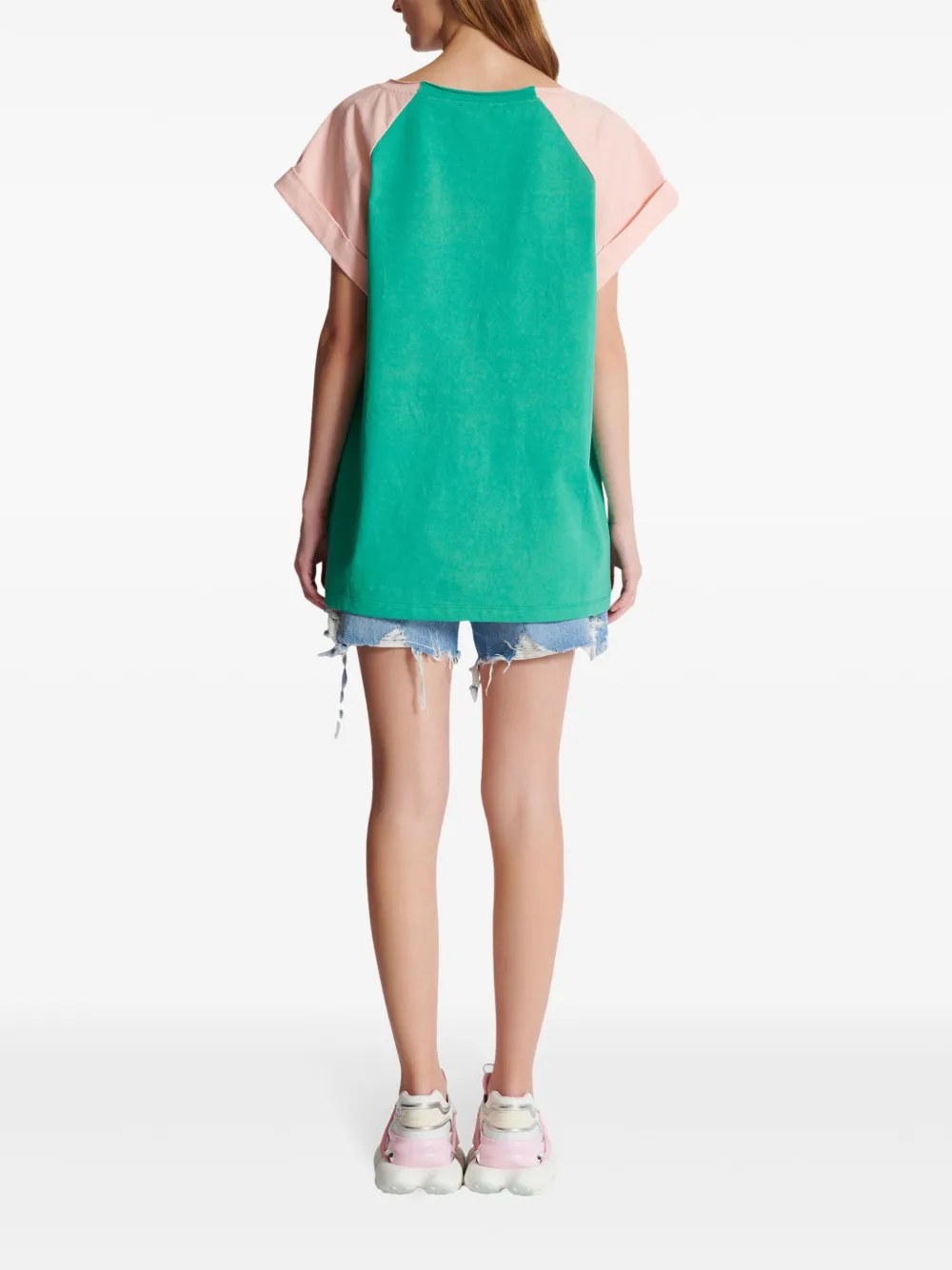 Balmain T-shirt met flamingoprint Groen