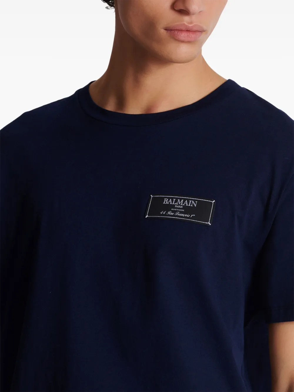 【関税＆送料込み】Balmain Blue Cotton T-Shirt Balmain // Blue & Gold Logo T-Shirt – VSP Consignment