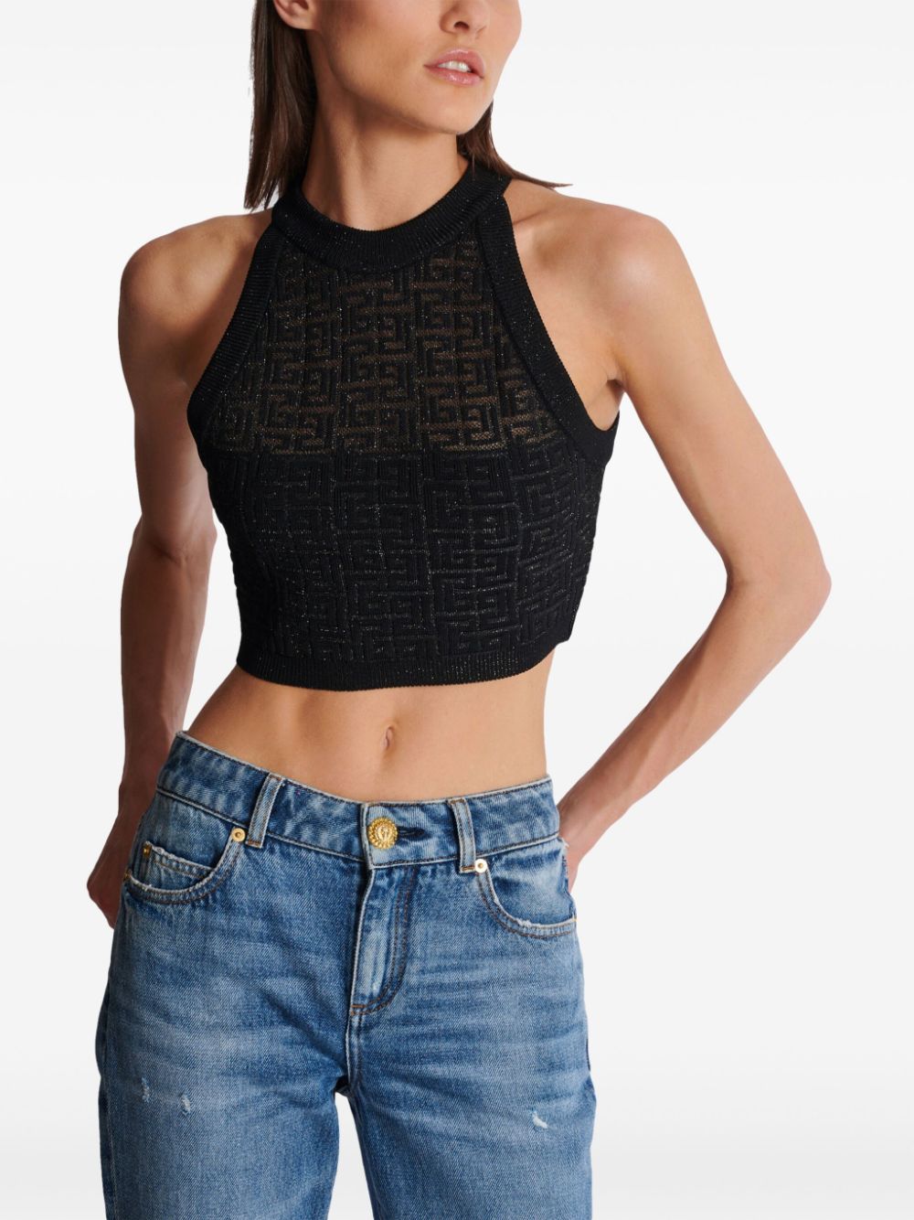 Affordable Balmain 4G halterneck knit top Women