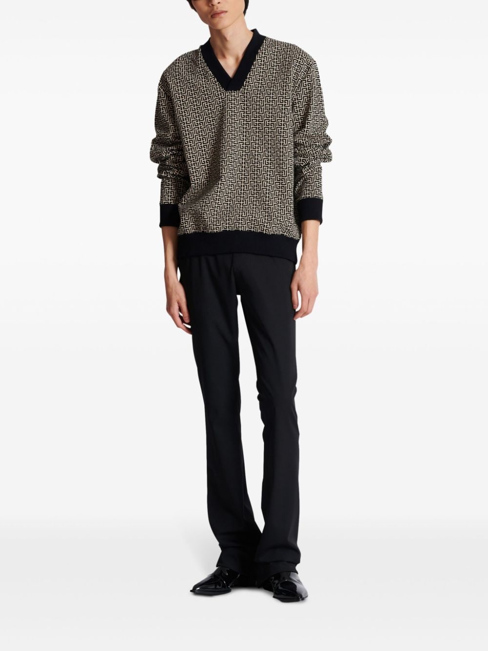 Balmain Mini monogrammed jacquard sweatshirt - Zwart