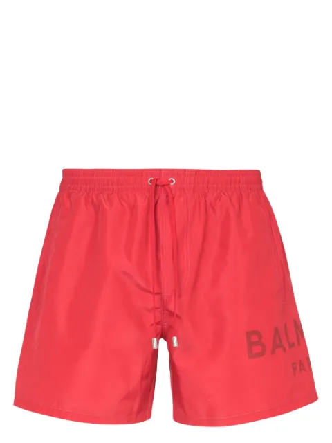 Balmain logo-print drawstring swim shorts Men