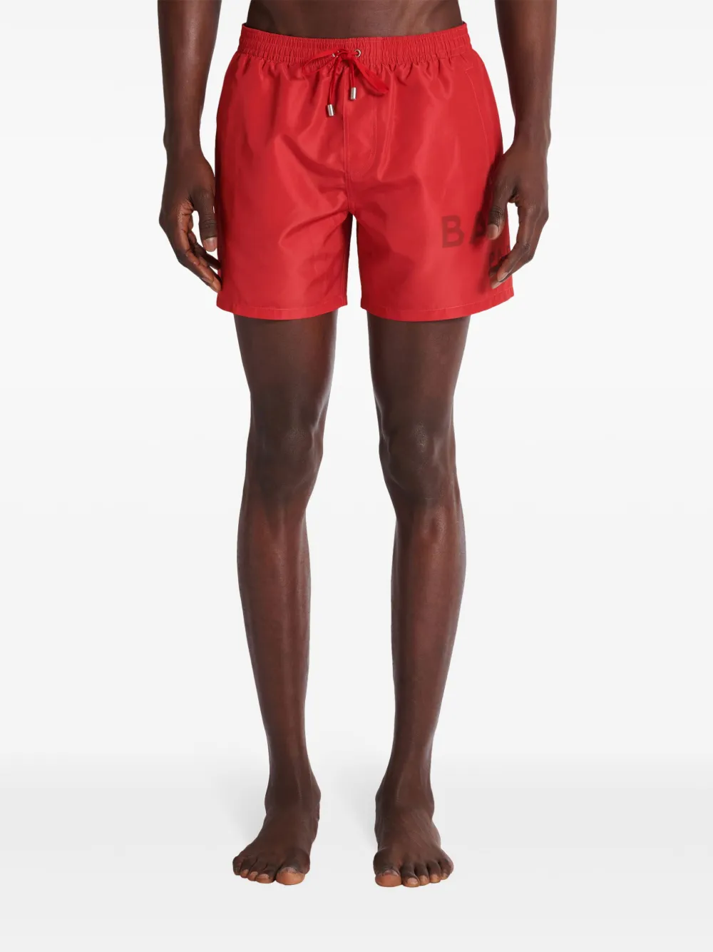 BALMAIN LOGO-PRINT DRAWSTRING SWIM SHORTS