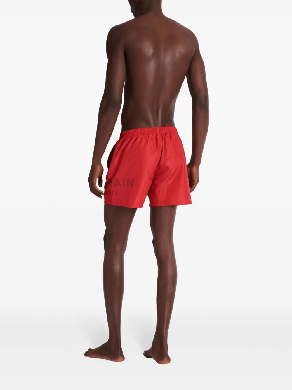 BALMAIN LOGO-PRINT DRAWSTRING SWIM SHORTS