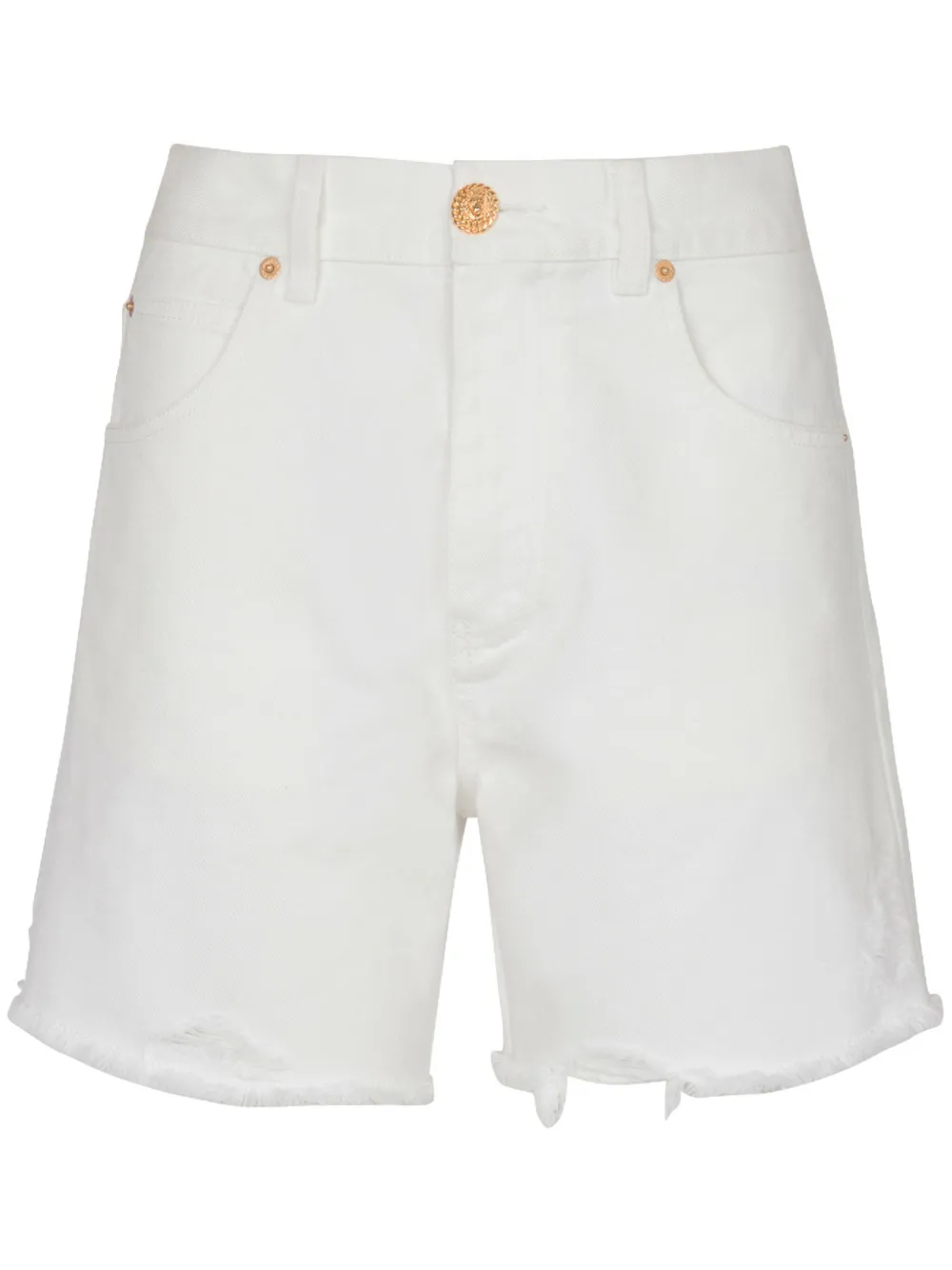 Balmain frayed denim mini shorts Wit