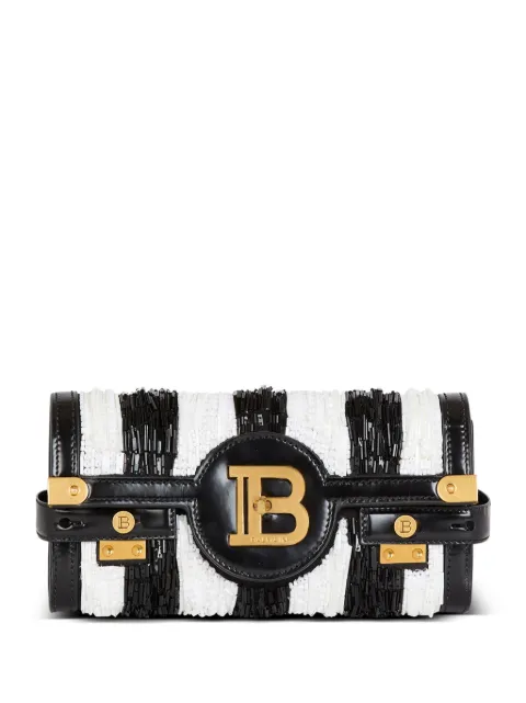 Balmain B-Buzz bead-embellished clutch bag Women