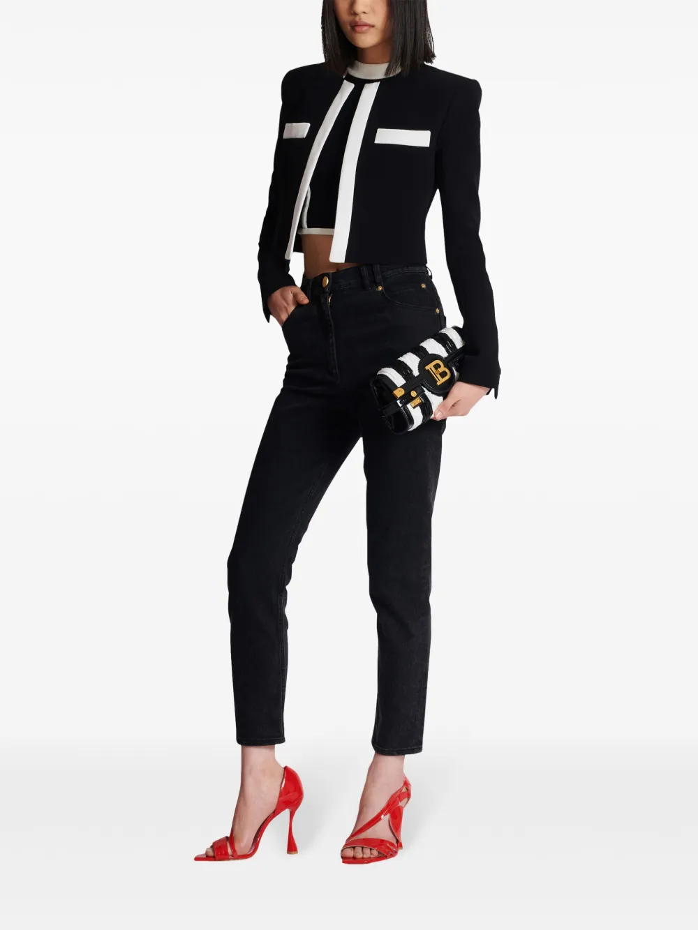 Balmain B-Buzz clutch verfraaid met kralen - Zwart