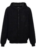 Balmain logo-patch tweed hooded jacket - Black