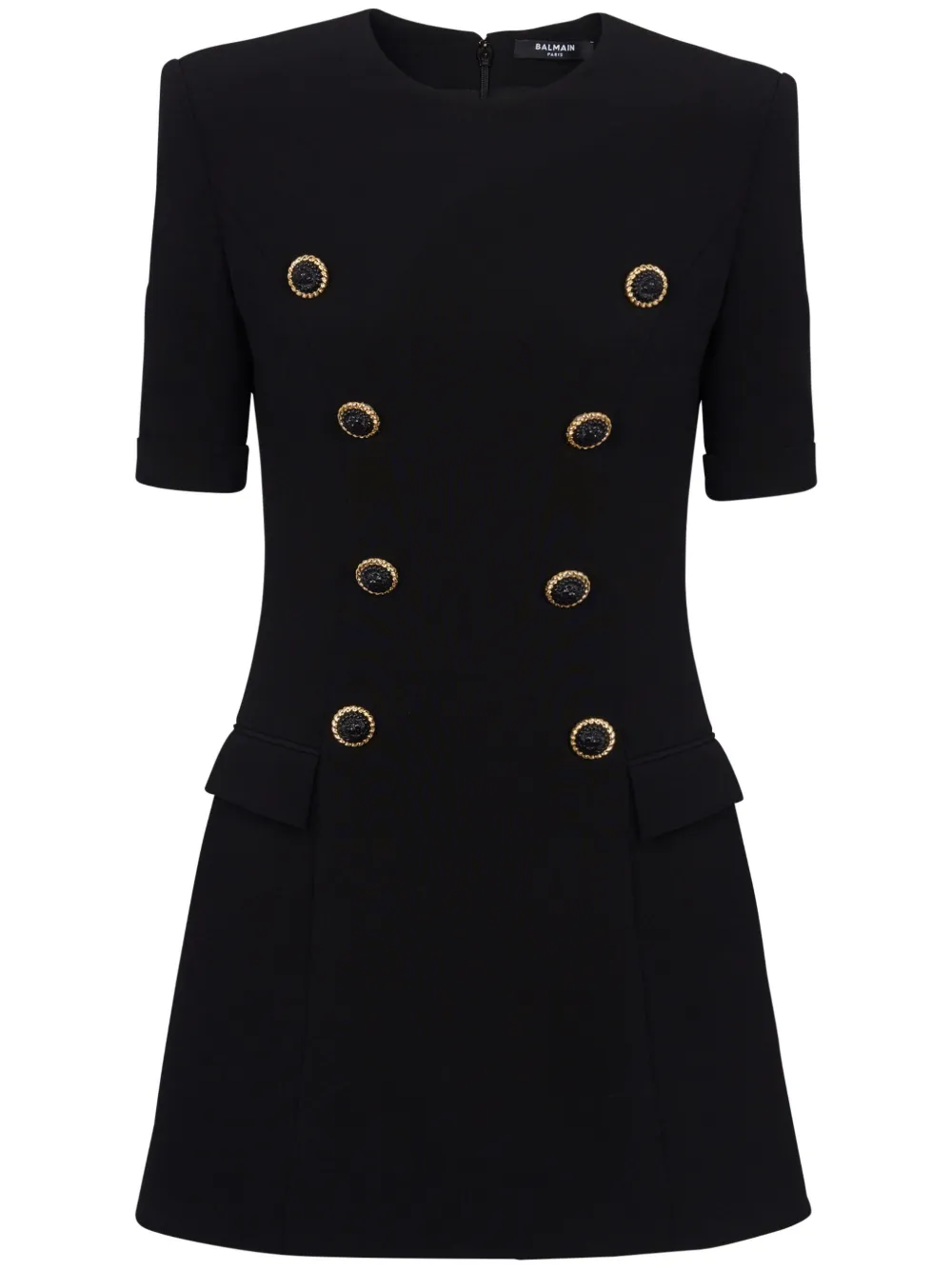 Shop Balmain Tailored Textured Minidress In Black