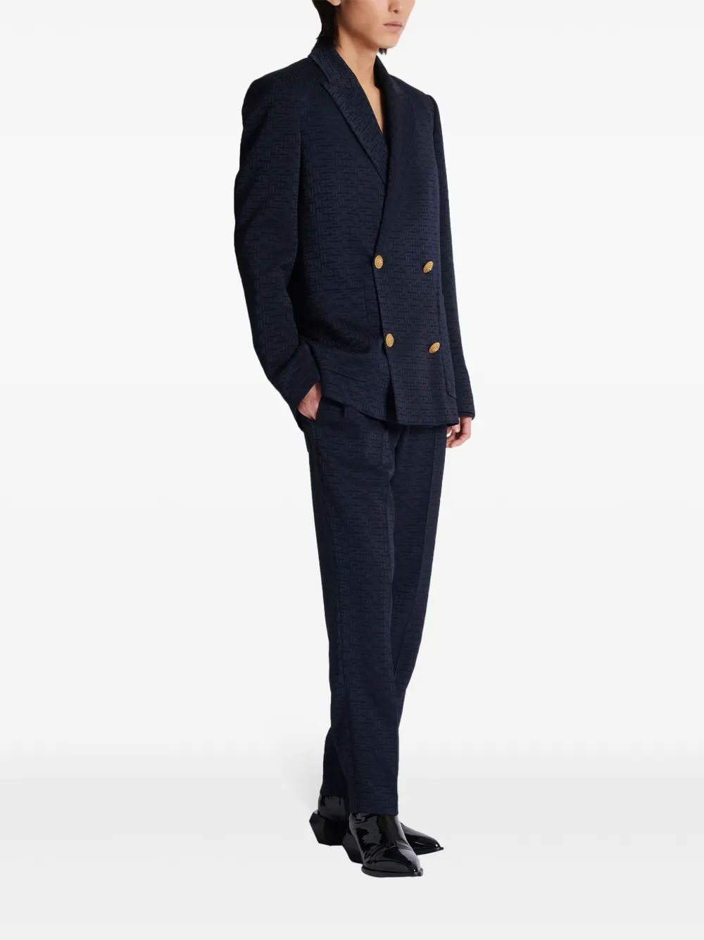 Cheap Balmain PB-monogram satin blazer Men