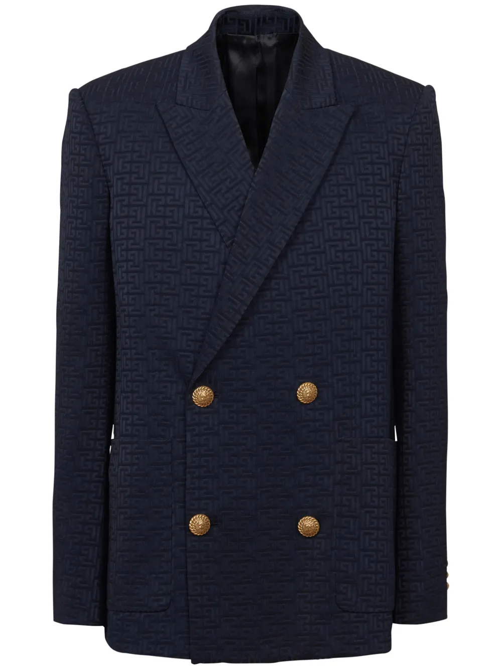 Balmain PB-monogram satin blazer Blauw