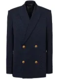 Balmain PB-monogram satin blazer - Blue