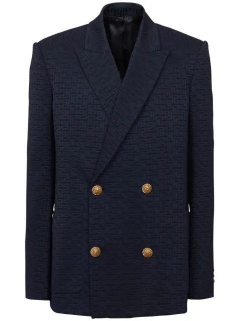 Cheap Balmain PB-monogram satin blazer Men