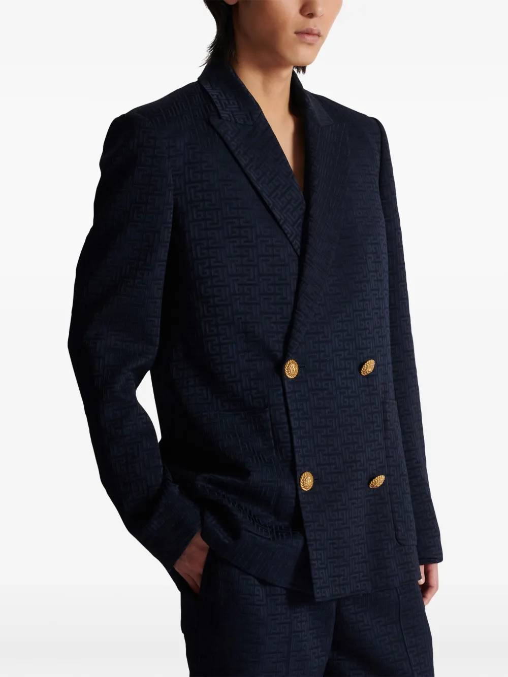 Cheap Balmain PB-monogram satin blazer Men
