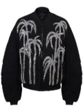 Balmain palm tree-print tweed bomber jacket - Black