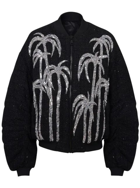 Balmain palm tree-print tweed bomber jacket Men