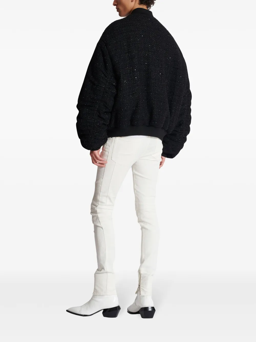 Affordable Balmain palm tree-print tweed bomber jacket Men