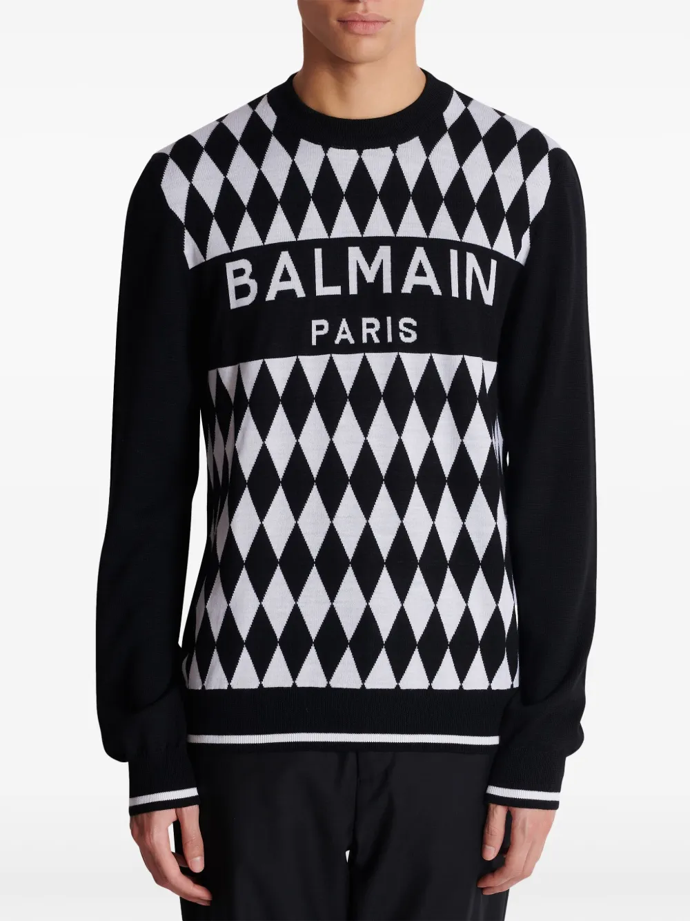 Balmain Wollen trui met jacquard Zwart