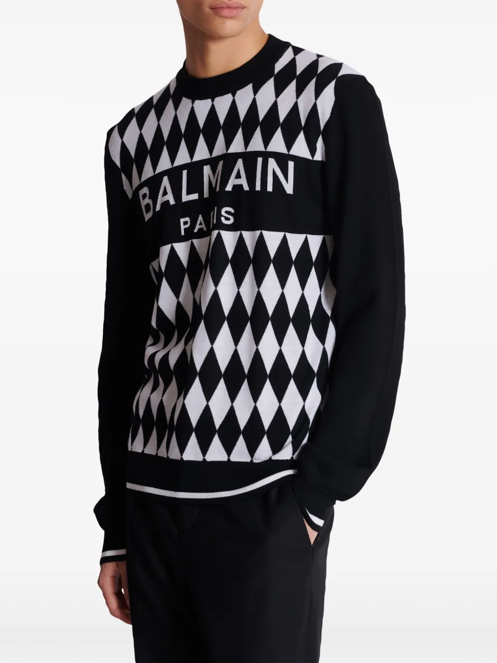 Balmain Pull Diamond Balmain Paris En Laine Noir FARFETCH DZ