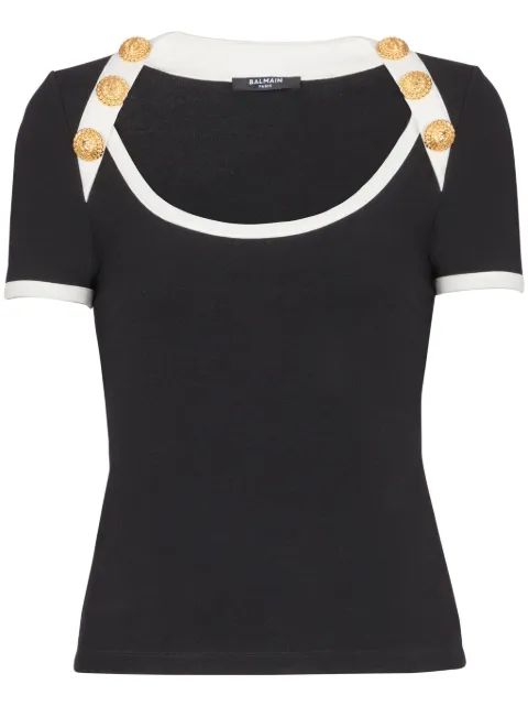 Balmain button-detail two-tone T-shirt Women