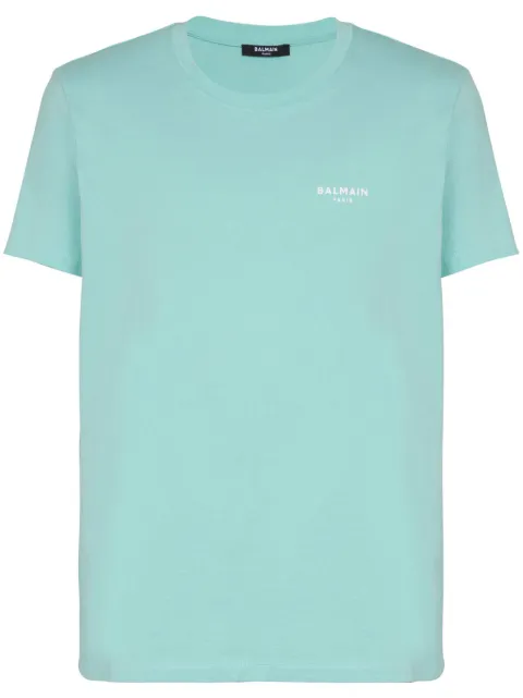 Balmain logo-flocked cotton T-shirt