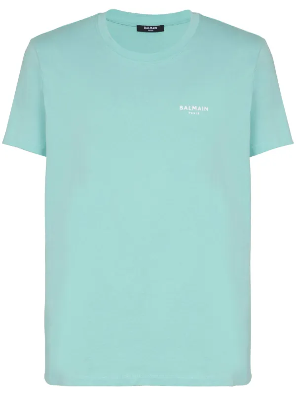 BALMAIN ロコフリントクルネックTシャツ XH1EF000BB04 EAB Balmain フロックロゴ Tシャツ | ブルー | FARFETCH JP
