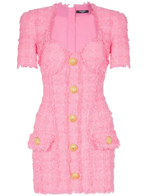 Balmain button-embellished tweed minidress CF0R7265CE90 - 0