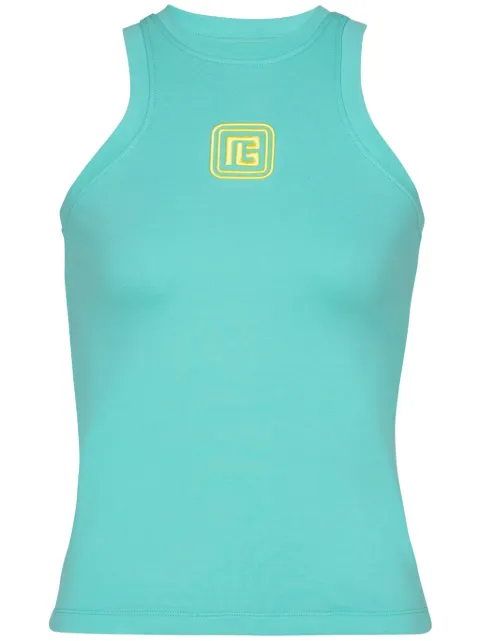 Balmain logo-embroidered racerback tank top Women