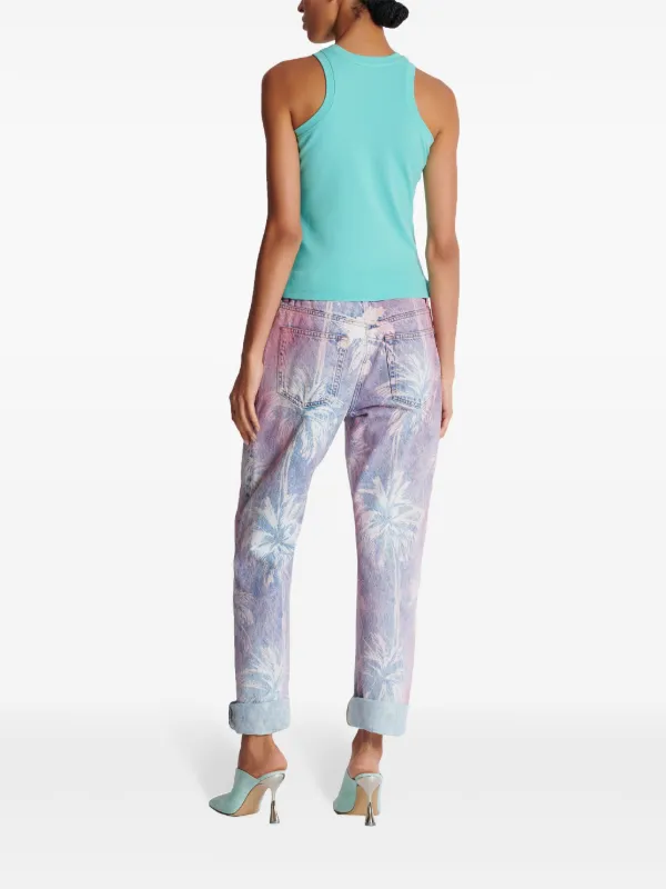 BALMAIN ロコ エンヘリッシュト ツヒス 水着 BKB8014500 610 Balmain logo-embroidered Racerback Tank Top | Blue | FARFETCH