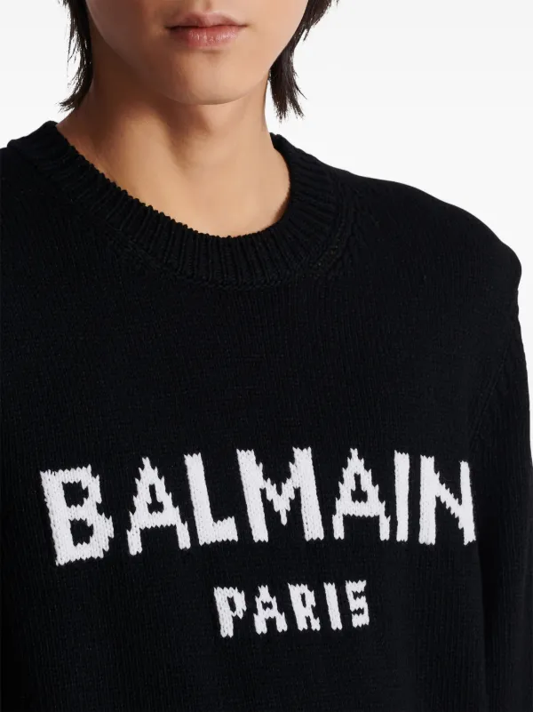 Balmain Balmain Paris intarsia knit Jumper Black FARFETCH