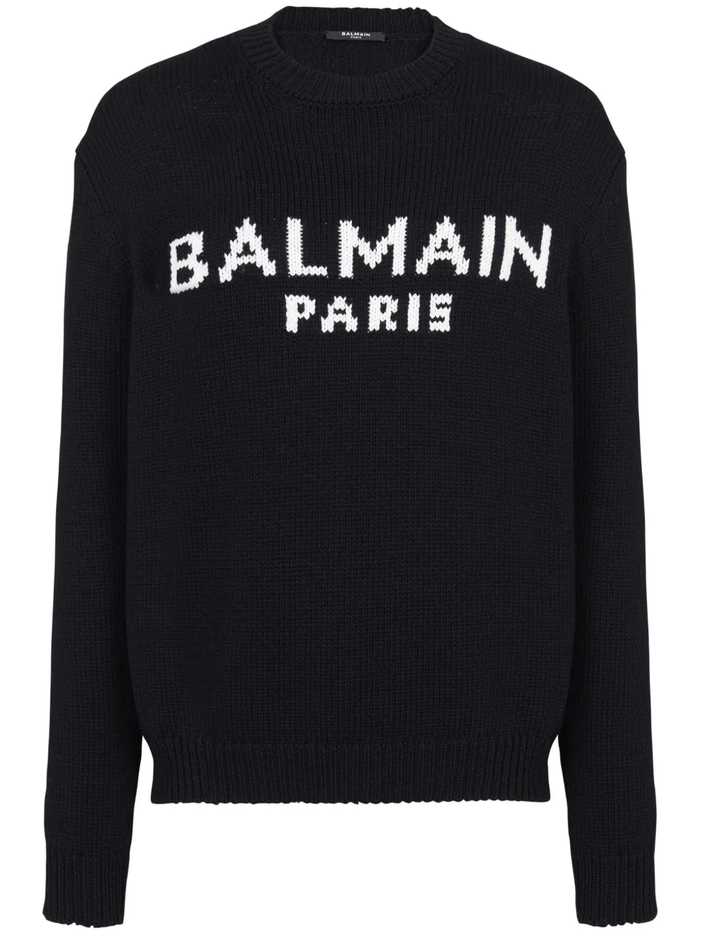 Balmain Paris Intarsia-knit Jumper In Black