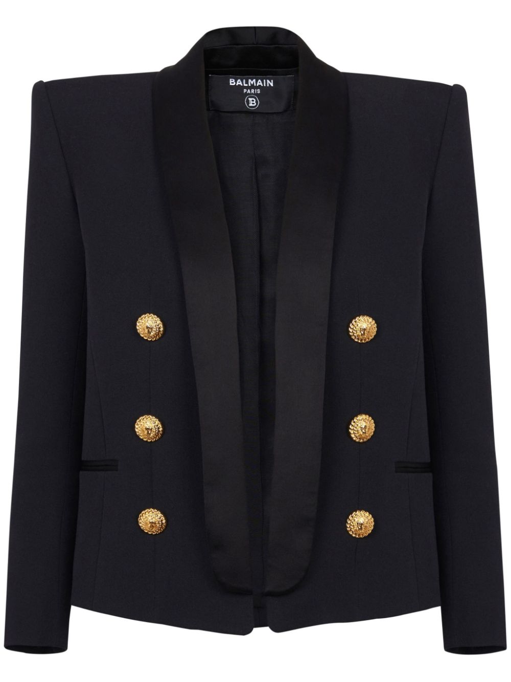 Balmain Double-breasted Wool Blazer In 黑色