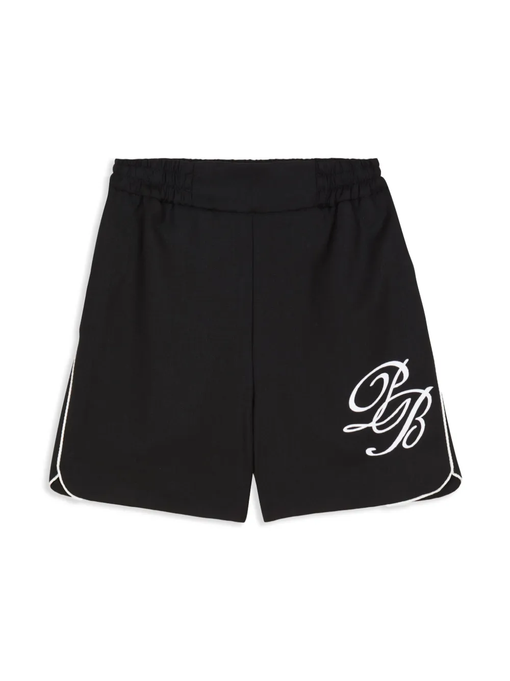 BALMAIN LOGO-PRINT WOOL-BLEND SHORTS