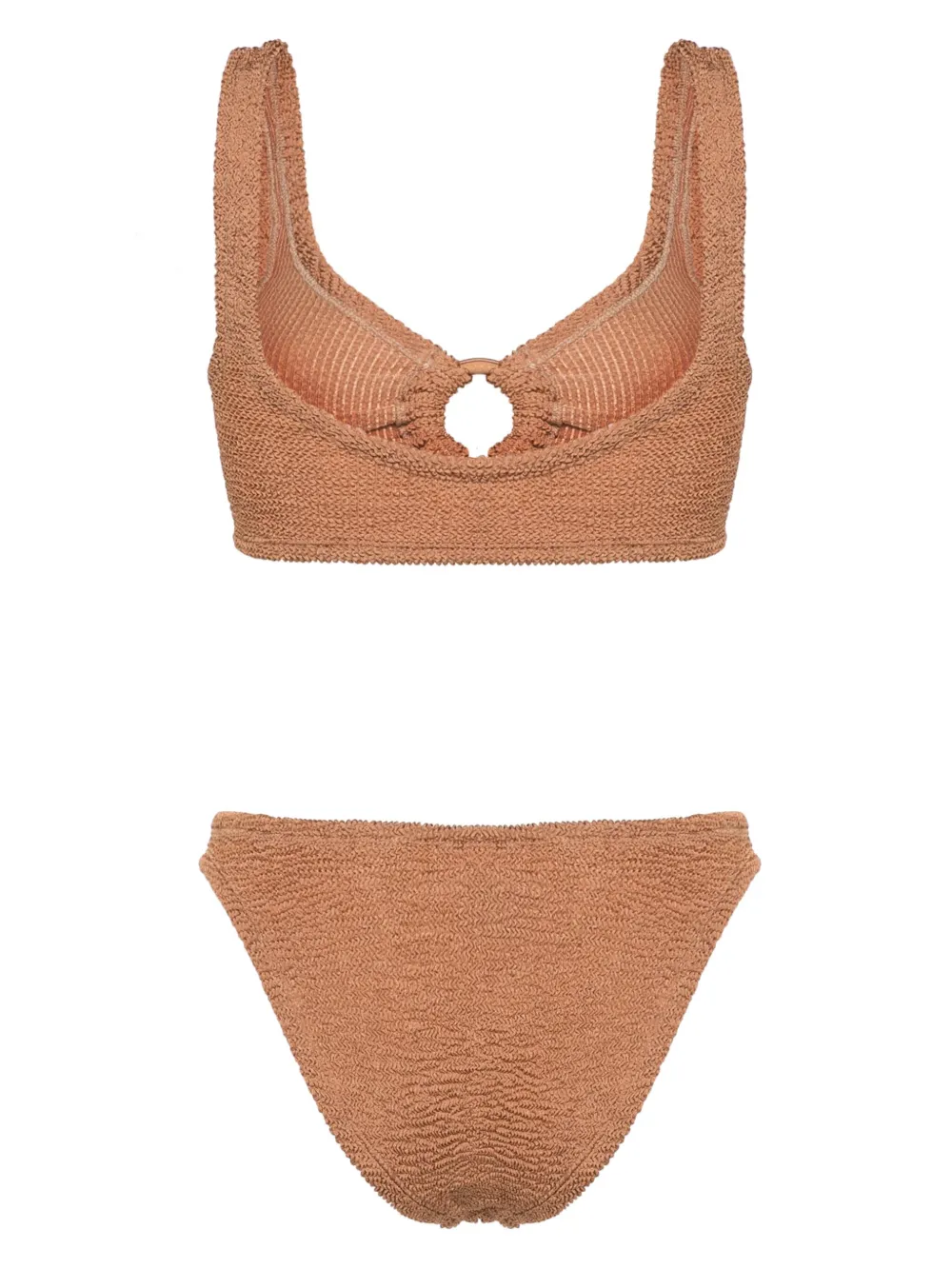 Shop Hunza G Hallie Seersucker Bikini In Brown