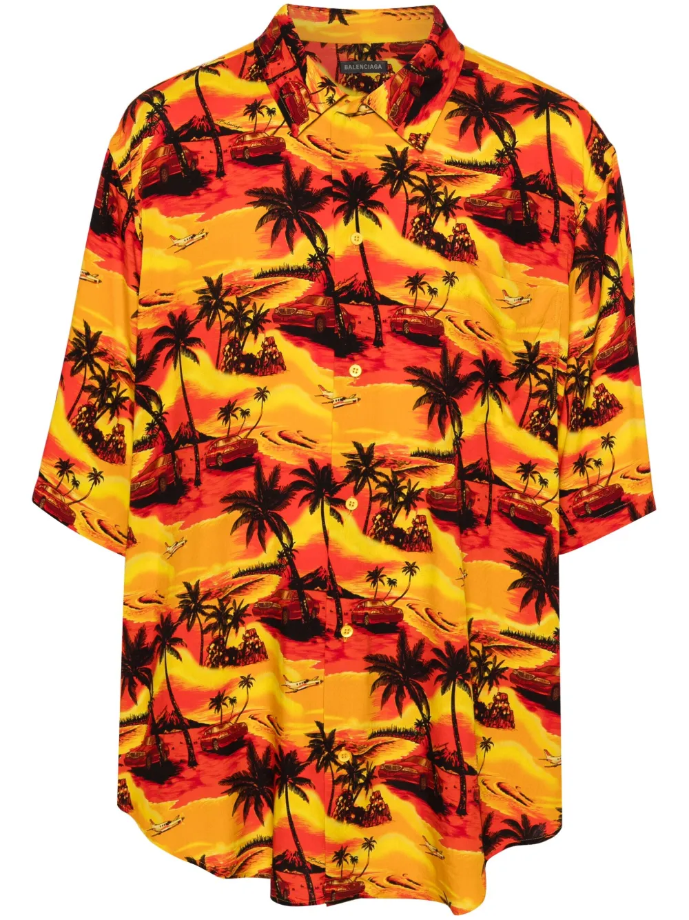 【国内発送★BALENCIAGA】HAWAIIAN CAR MINIMAL 半袖シャツ Balenciaga Hawaiian Car Short-sleeve Shirt In Orange | ModeSens