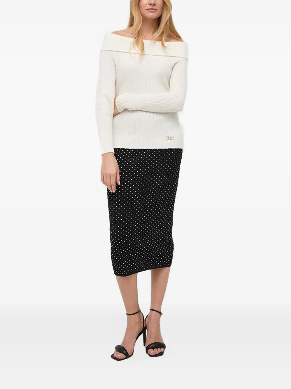 Michael Kors merino-wool and cashmere off-the-shoulder sweater Beige