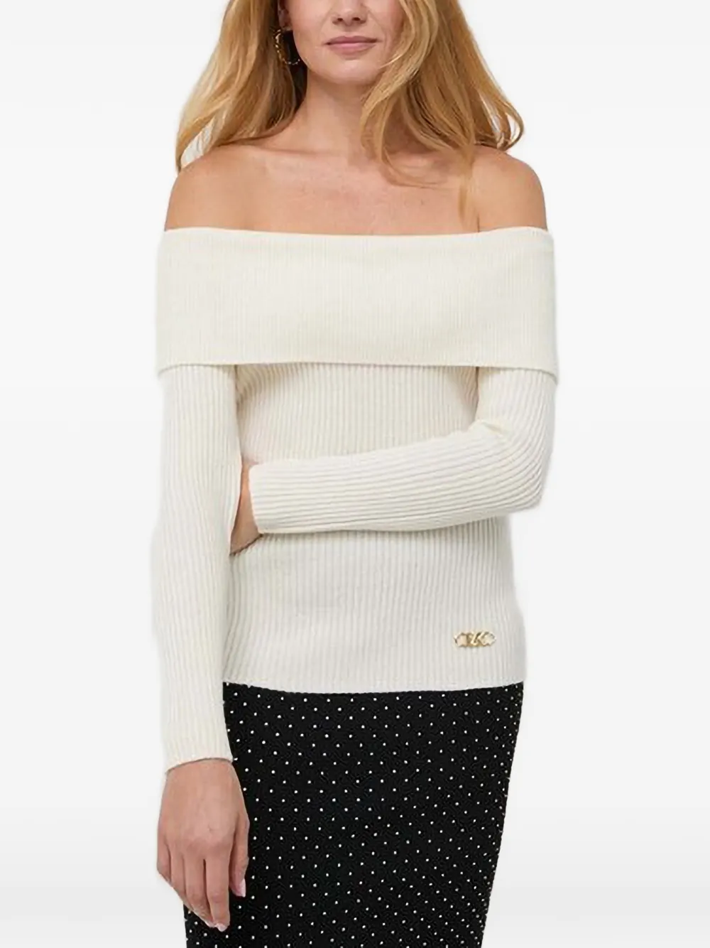 Michael Michael Kors merino wool and cashmere off-the-shoulder sweater - Toni neutri