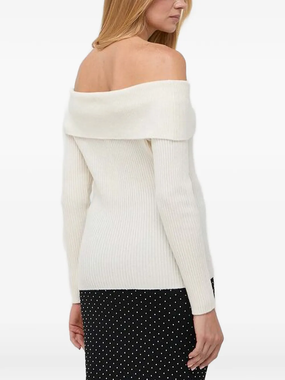 Michael Kors merino-wool and cashmere off-the-shoulder sweater Beige