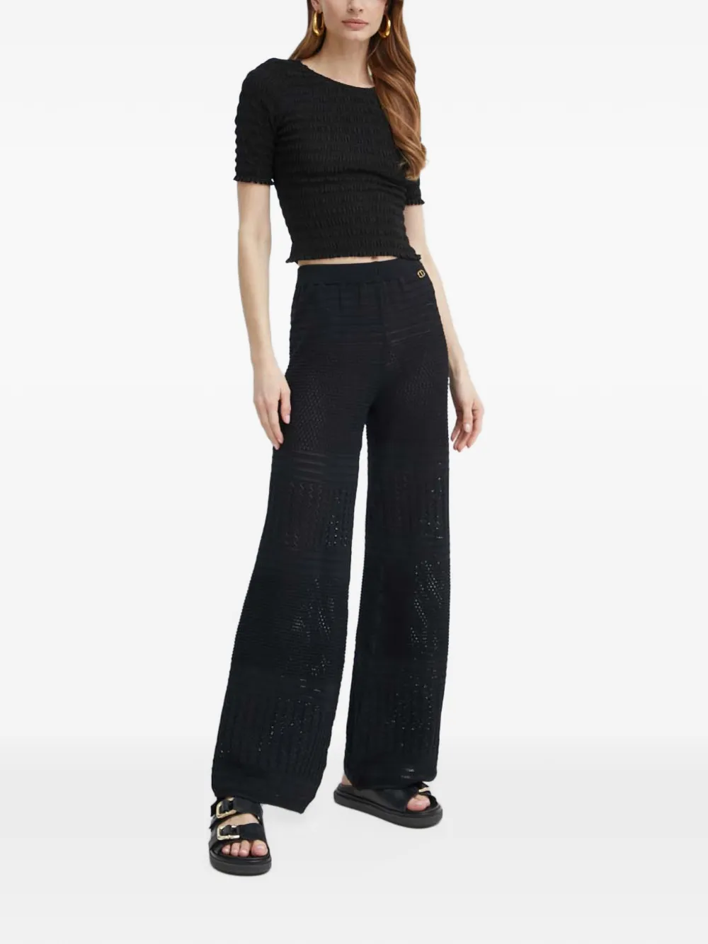 Michael Kors smocked-effect T-shirt Zwart