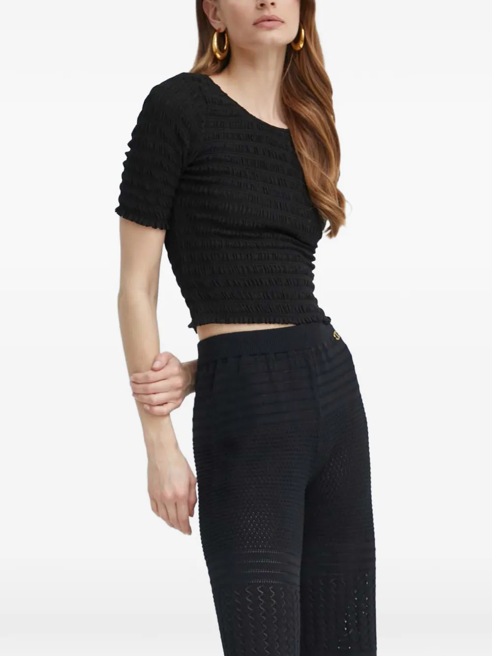 Michael Kors smocked-effect T-shirt Zwart