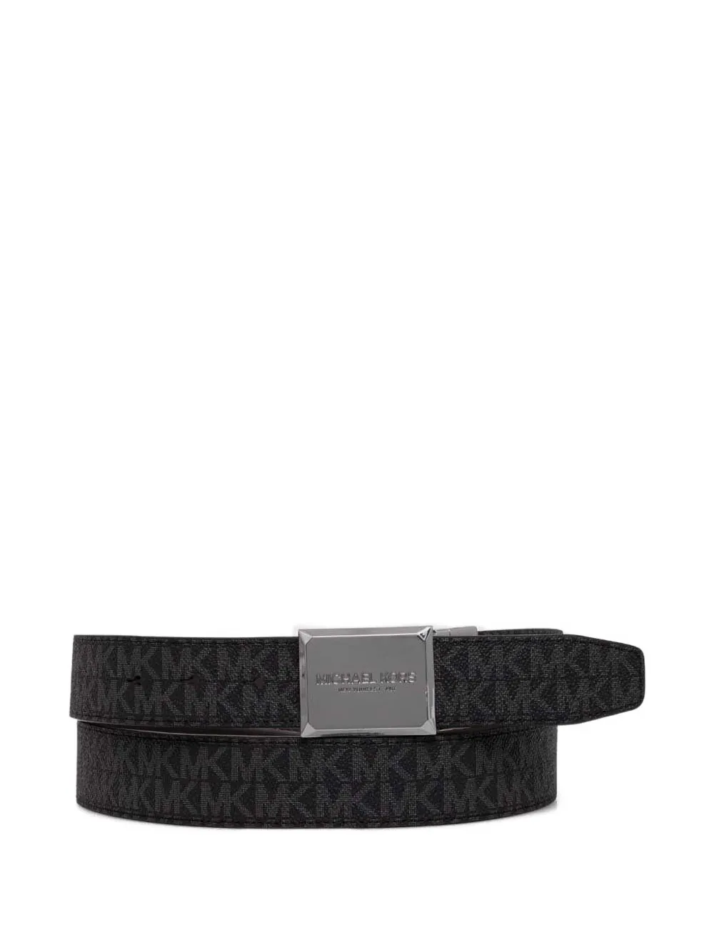 Michael Kors Monogrammed Leather Belt In Black