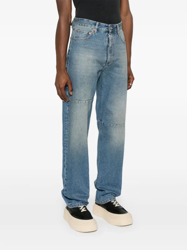 国内発送/MM6 MaisonMargiela ロゴパッチ ワイドレッグ ジーンズ MM6 Maison Margiela ロゴパッチ ジーンズ | ブルー | FARFETCH JP