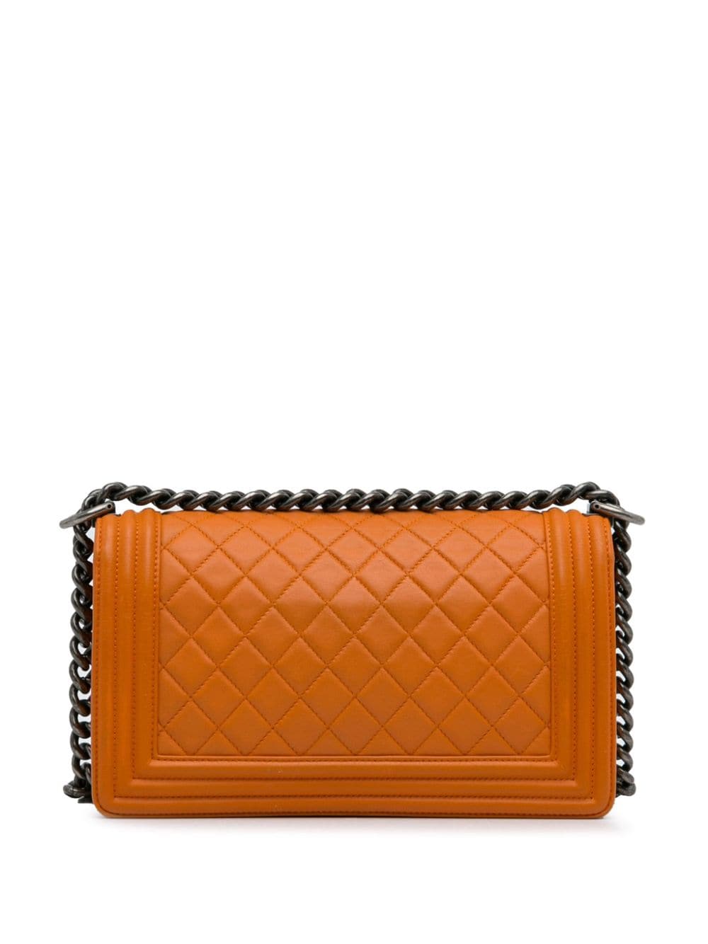 Pre-owned Chanel 2014-2015 Medium Lambskin Boy Flap Crossbody Bag In Orange