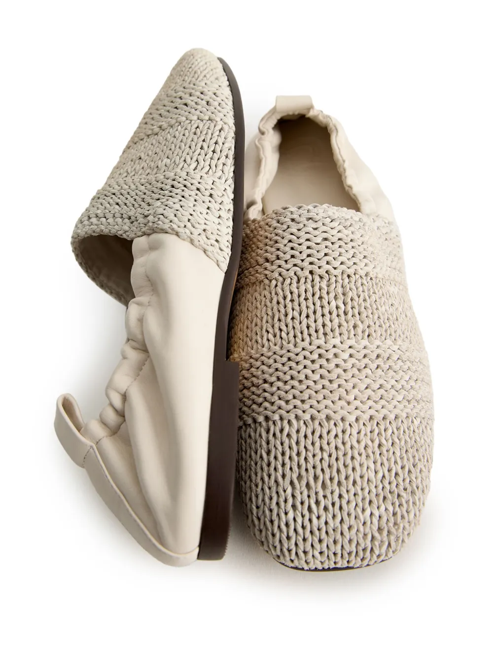 12 STOREEZ Geweven leren loafers Wit