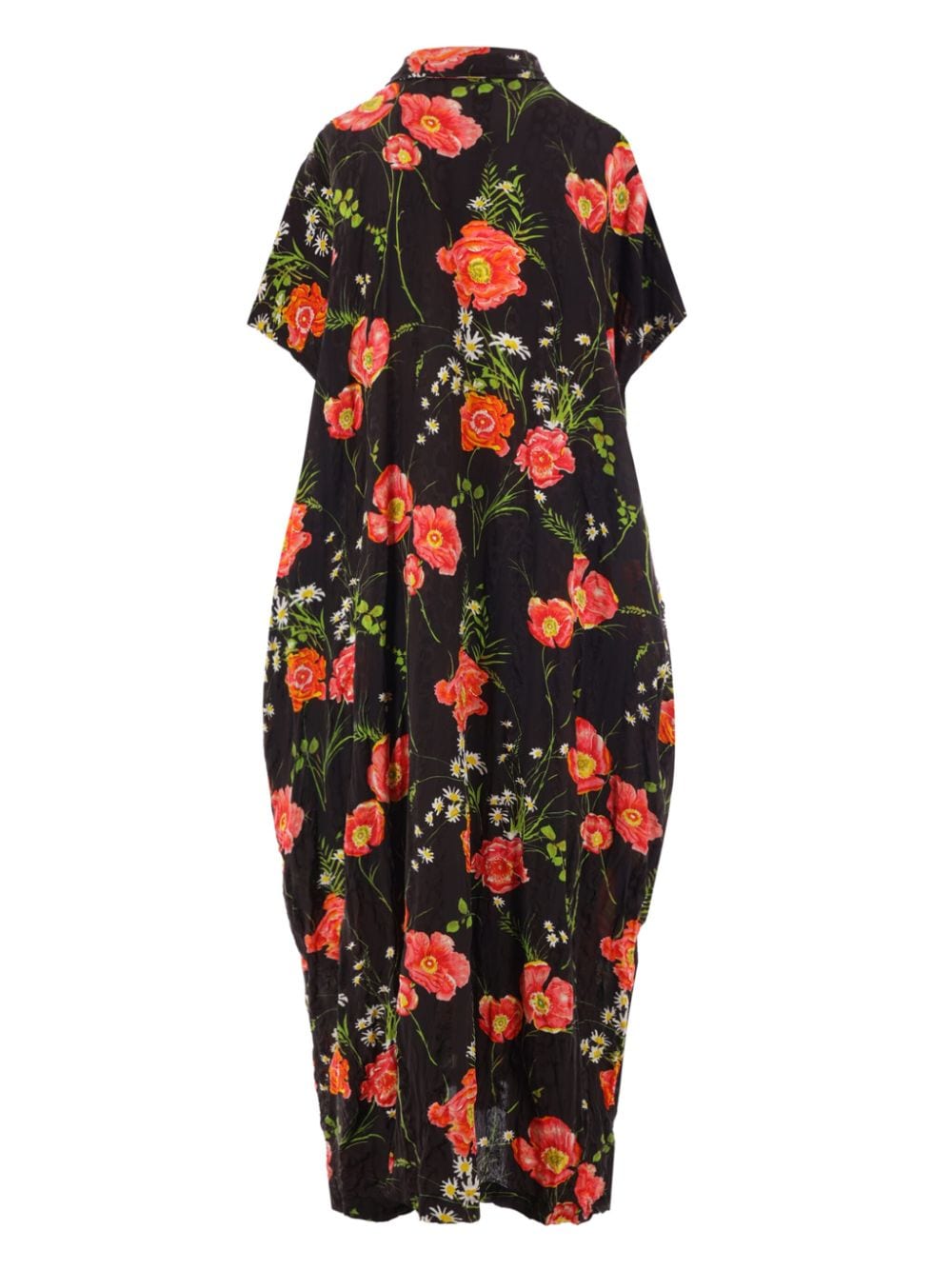 Balenciaga floral-print logo-embroidered shirt dress - Zwart