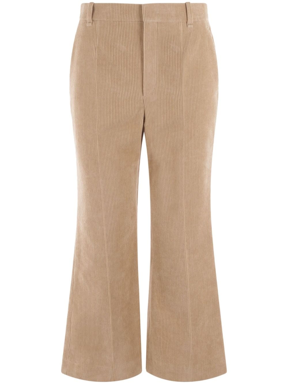 Chloé Cropped Corduroy Trousers In Neutrals
