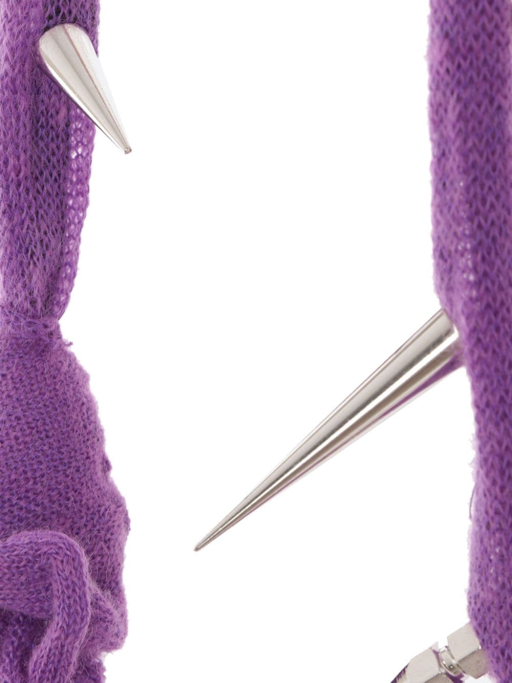 Shop Jordanluca Spike-embellished Thin Knit Scarf In Purple