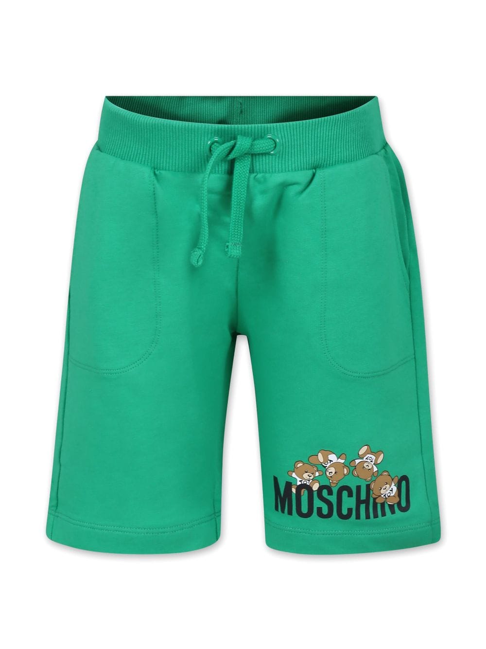 Moschino Kids' Teddy Bear 印花棉短裤 In Green