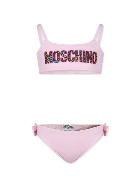 Moschino Kids logo-print bow-detail bikini set
